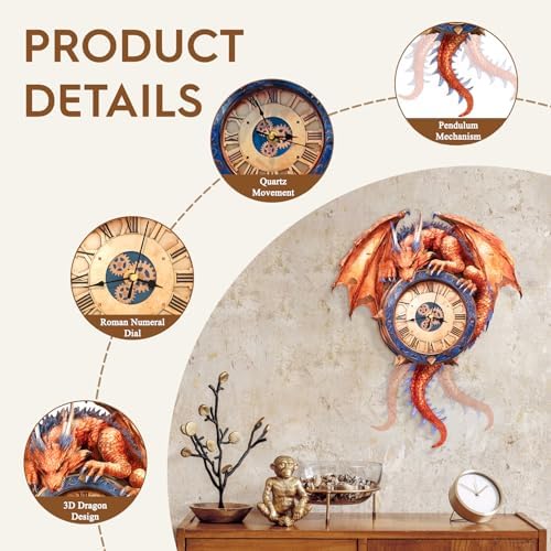 3D Puzzles for Adults Wooden Fire Dragon Puzzle Clock Adult Crafts