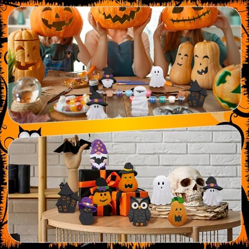 WinnerWhy 24 Sets Halloween Ceramic Painting Kit Halloween Crafts for Adult