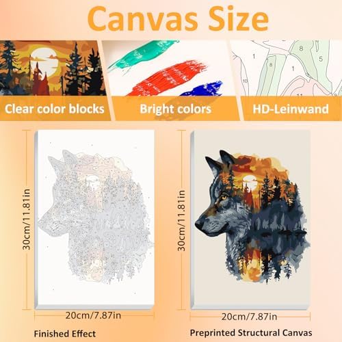 Mandun Animal Paint by Numbers Kit for Adults, 3 Pack, 7.8x11.8 inch