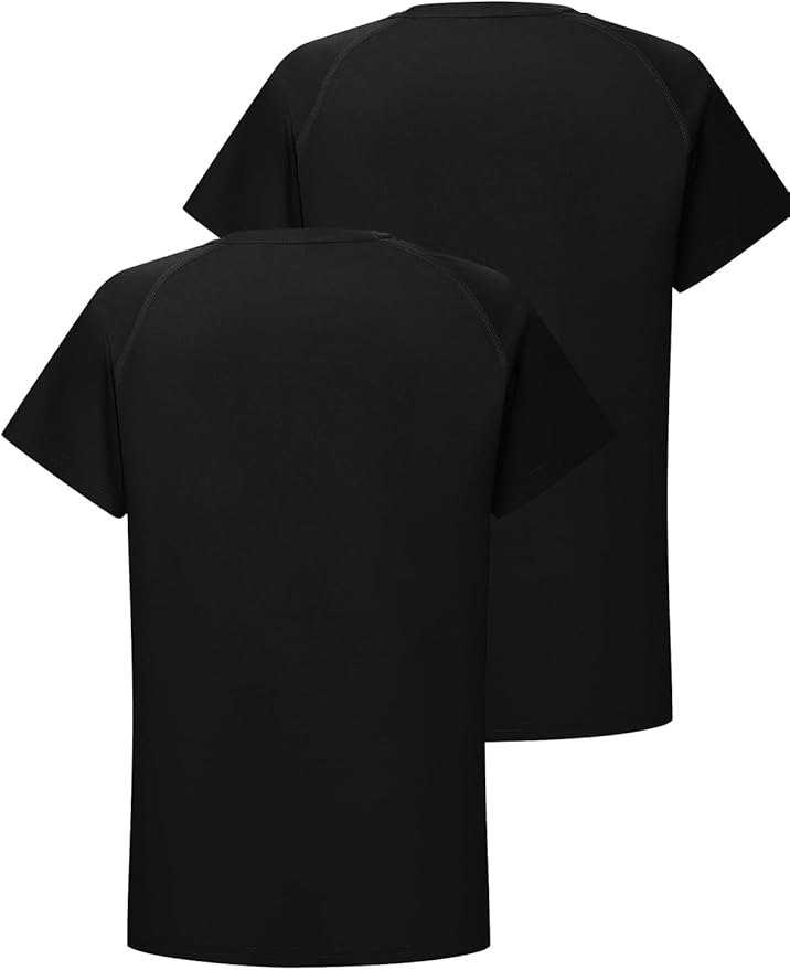 DEVOROPA Youth Boys Compression Shirt Long/Short Sleeve Football Baseball Undershirt Quick Dry Kids Sports Baselayer Crewneck