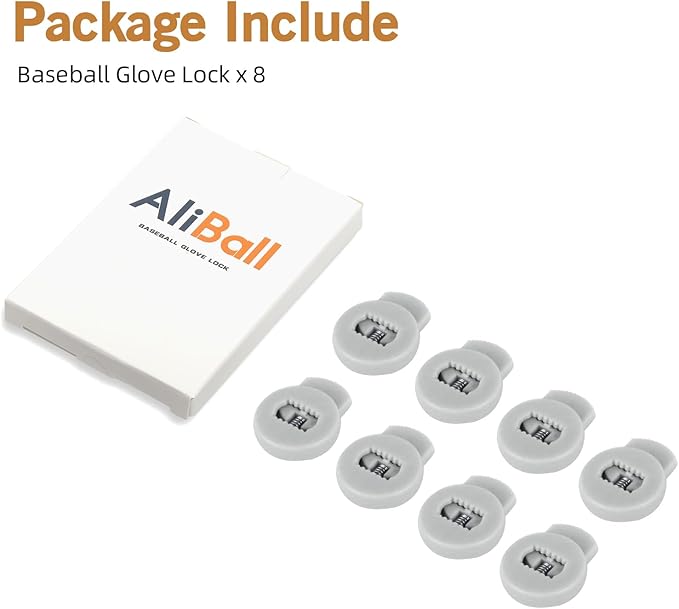 AliBall Glove Locks, Lace Locks for Baseball Glove 8 Pack, Never Need Thying Knots Again, Strong Elasticity, Made Plastic and Springs, Fits All Gloves, Baseball Gloves Accessories