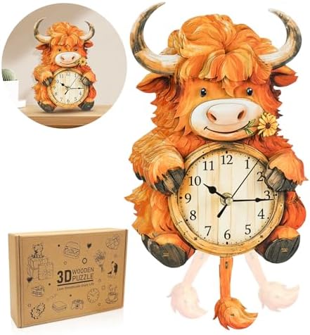 3D Puzzles for Adults Highland Cow Puzzle Clock Adult Crafts