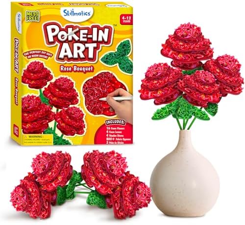 Skillmatics Poke-in Art – Rose Bouquet, Wood Craft Kit, Gift for Kids