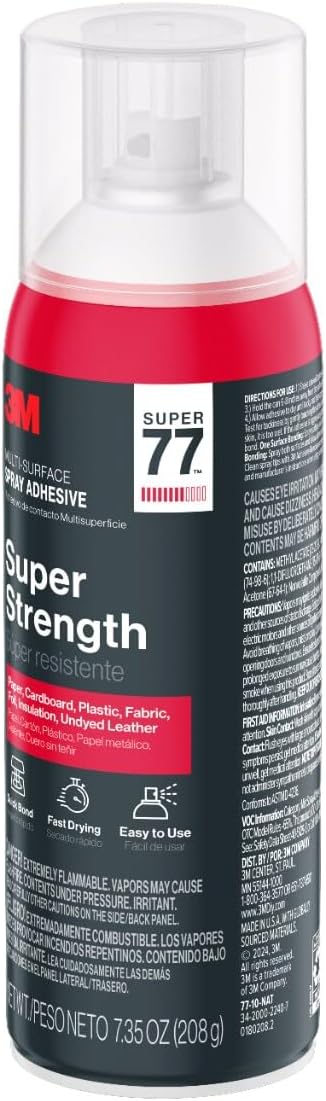 3M Super 77 Multi-Surface Spray Adhesive, 7.35 oz., Low VOC, Quick Bond - Image 6