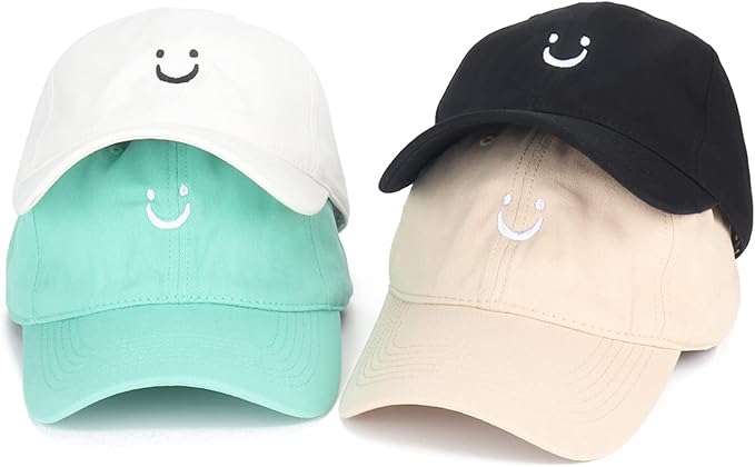 Umeepar Smile Face Baseball Cap for Women Men Adjustable Low Profile Unstructured Cotton Dad Hat