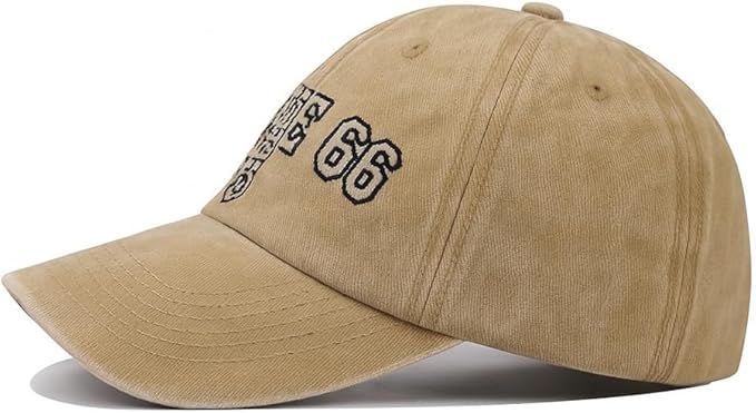 Vintage Washed Cotton Baseball Caps for Women Men Classic Route 66 Embroidered Sun Protection