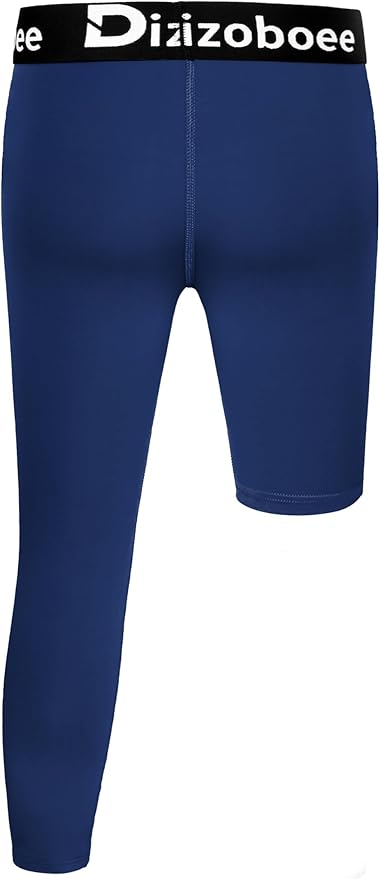 Youth Boys Compression Pants One Leg 3/4 Athletic Leggings for Sports Kids Basketball Tights Football Baseball Pants