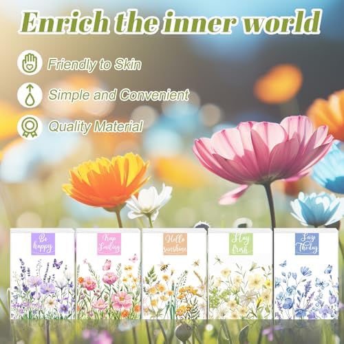 Outus 50 Pack Flower Travel Size Pocket Tissues, 400 Sheet Total
