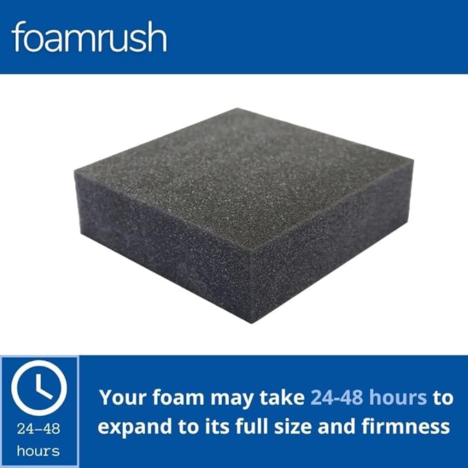 FoamRush 5" x 24" x 24" Charcoal High Density Upholstery Foam Cushion, - Image 2