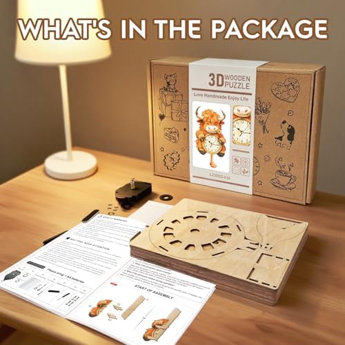 3D Puzzles for Adults Highland Cow Puzzle Clock Adult Crafts