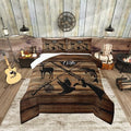 Retro Hunt Fish Comforter Set Twin Size,Retro Farm Wooden Board Quilt Set for Kids Boys Bedroom Collection,Deer Bird Fish Animal Hunting Polyester Bedding with 1 Pillowcase,2Pcs