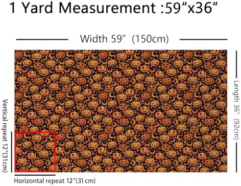 Halloween Themed Fabric by The Yard Cartoon Hippie Gothic Style Pumpkin Fabric for Sewing Lovers Cute Starry Stars Moon Soft Polyester No Stretch 2 Yards,72" Lx59 W Orange Black