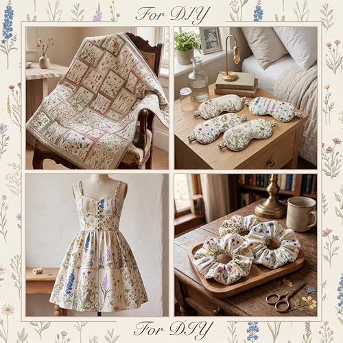 Hahafelt 10Pcs 18"x22" Wildflower Fat Quarter Floral Quilting Fabric Bundle