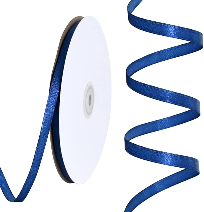TONIFUL 1/4 Inch x 100yds Navy Blue Satin Ribbon, Thin Solid Color Satin Ribbon by TONIFUL