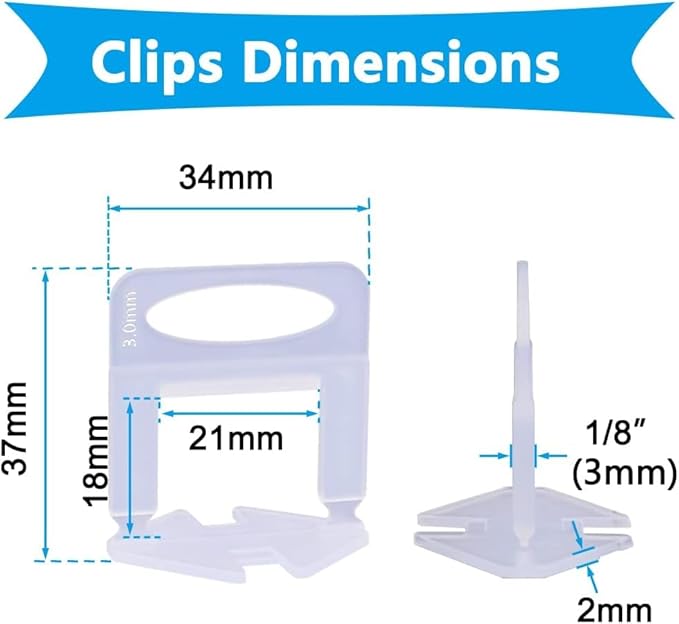 800 PCS Tile Leveling System Clips 1/8'' Tiles Leveler Spacers Tool - Image 2