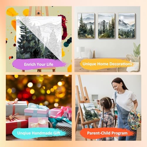 Mandun Landscape Paint by Numbers Kit for Adults, 3 Pack, 7.8x11.8 inch