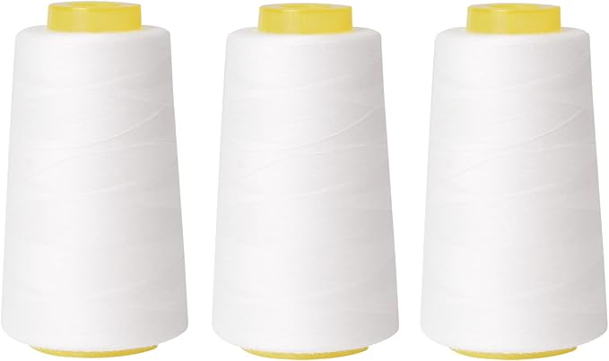 Sewing Thread Cone Set, 3 Pack Serger Thread, 3000 Yards Each, All Purpose by Unknown