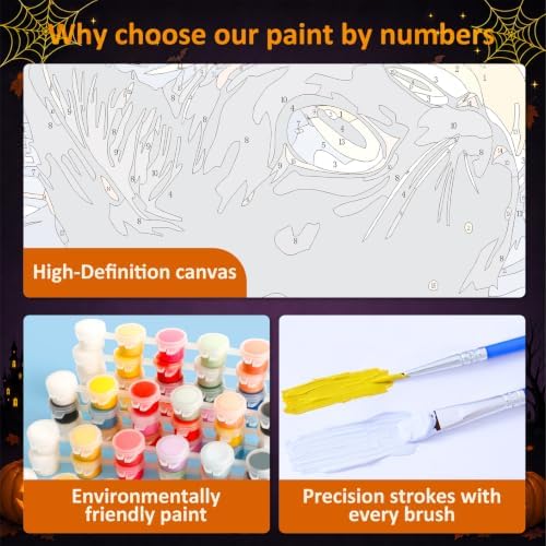 Mandun Halloween Paint by Numbers Kit for Adults, 3 Pack, 7.8x11.8 inch