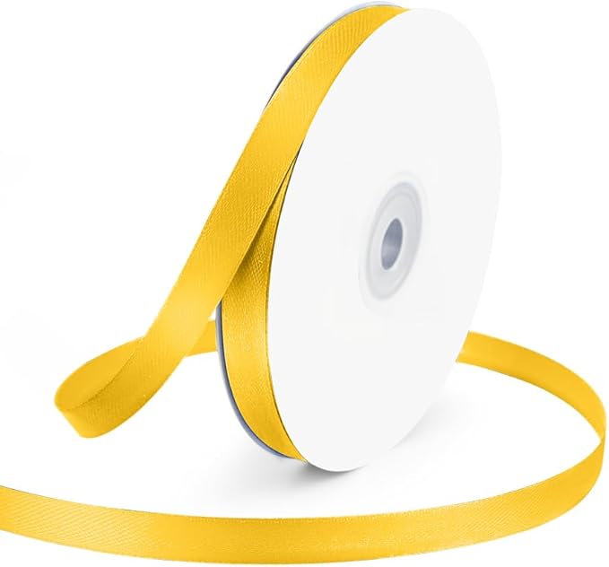 KMER LIFE 3/8" Wide x 50 Yards Yellow Single Faced Polyester Satin Ribbon by KMERLIFE