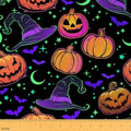 Halloween Fabric by The Yard Cartoon Gradient Hippie Pumpkin Decor Sewing Supplies Neon Light Glitter Stars Moon Cute Bat Fabric for DIY Soft Polyester No Stretch 3 Yards,108" Lx59 W