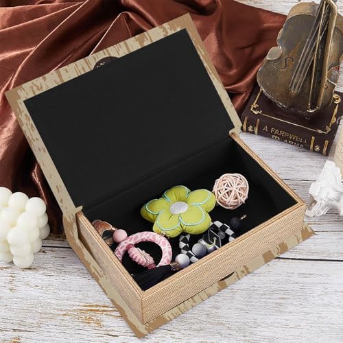 Faux Book Storage Boxes Decorative Book Box Vintage Beige Moon Phase Pattern 9.1 x 5.9 x 2 Inch Storage Organizers for Jewelry Trinket Wedding Memories Hobby Keepsake Photos Home Decoration