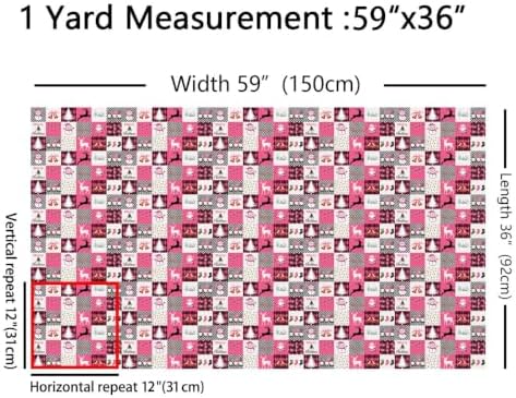 Cartoon Snowman Upholstery Fabric Pink Buffalo Plaid Christmas Decorations Santa Claus DIY Fabric by The Yard for Craft Lovers 362"x63", Christmas Gnome Xmas Snowflake Elk Deer Quilting Fabric