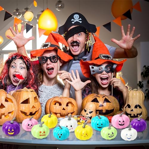 28 Pcs DIY Pumpkin Painting Kit for Fall Halloween 24 Foam Pumpkins Crafts
