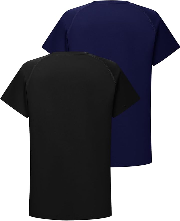 DEVOROPA Youth Boys Compression Shirt Long/Short Sleeve Football Baseball Undershirt Quick Dry Kids Sports Baselayer Crewneck