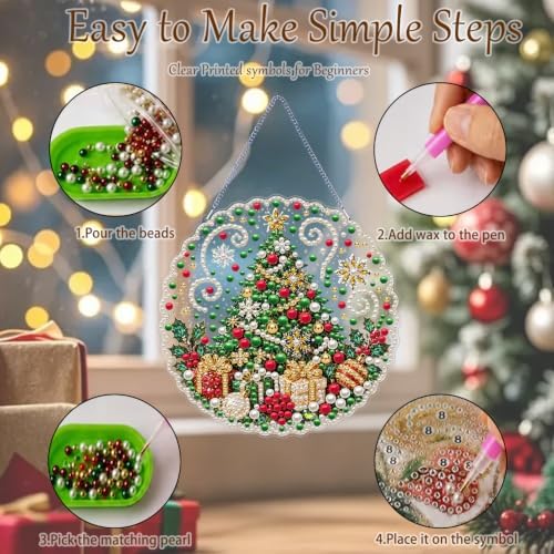 AIBOERL Pearl Diamond Art Kits for Adults, Acrylic Hanging Suncatcher