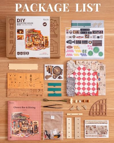 Rolife DIY Miniature House Kit Cheers Bar Dining, 3D Book Nook Bookshelf Decor for Adults, Mini Model House Kits, DIY Crafts Kit Halloween for Adults (Cheers Bar Dining)
