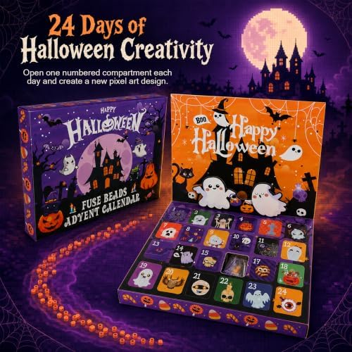 Halloween Fuse Beads Advent Calendar 2026, DIY Bead Craft Kit Blind Box