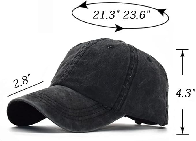 Eohak Ponytail Baseball Hat Distressed Retro Washed Womens Twill
