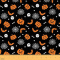 Feelyou Halloween Theme Soft Flannel Fabric by The Yard Kids 3 Yards Pumpkin Lantern Bat Spider Web Bone Upholstery Fabric for Chairs Trick or Treat for Home DIY Projects, Indoor Decor