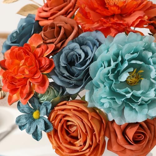 Floweroyal Artificial Flowers Fake Rose Flowers Dahlia with Stems for DIY Wedding Bridal Bouquets, Baby Shower, Floral Arrangement, Table Centerpieces, Home Decorations