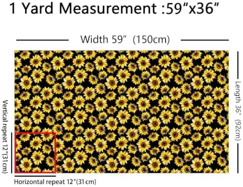Erosebridal Sunflower Fabric By the Yard, 2 Yards