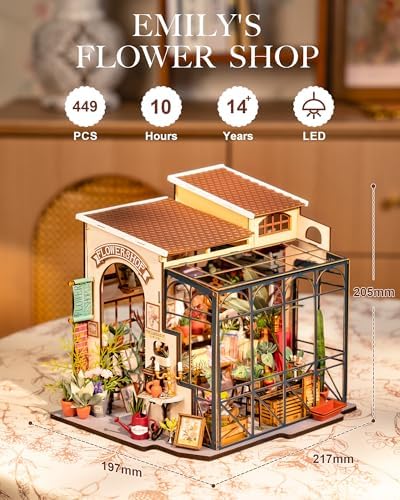Rolife Flower Shop Miniature House Kit with LED Lights