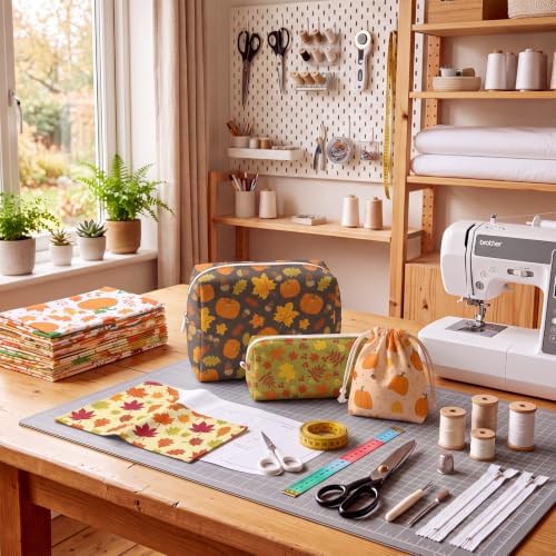 Irenare 24 Pcs Fall Fabric Bundles, 18 x 22 Inch Fat Quarters, Thanksgiving