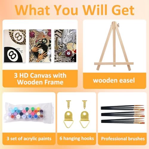 Mandun Leopard Paint by Numbers Kit for Adults, 3 Pack, 7.8x11.8 inch