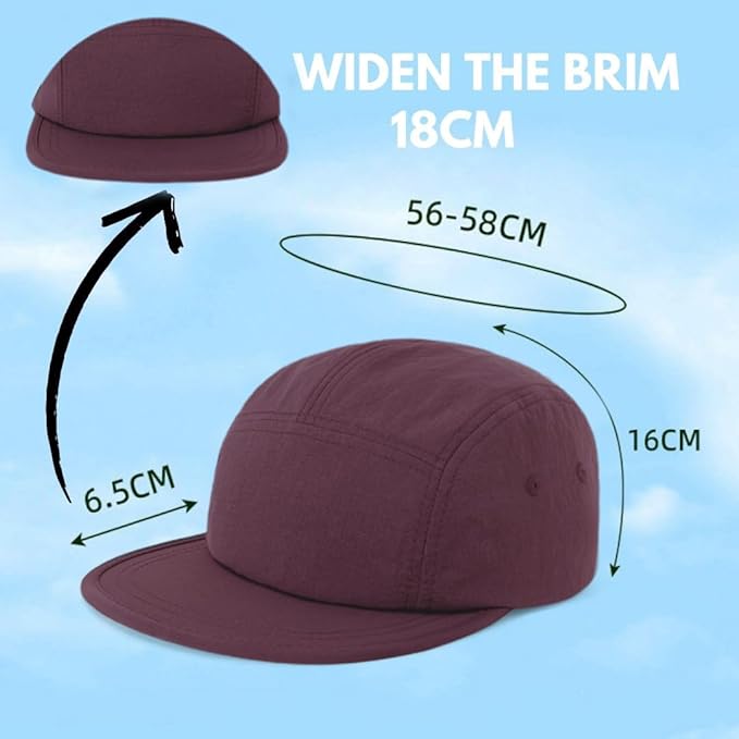 5 Panel Running Hat Waterproof Nylon Sun Hat Quick Dry Plain Baseball Cap for Men Women