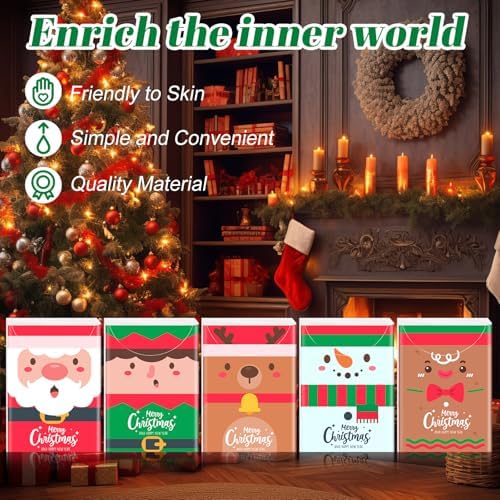Outus 50 Pack Christmas Stocking Stuffers Pocket Tissues Travel Size