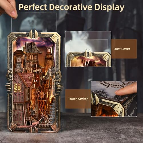 fifijoy Viking Book Nook Kit - DIY Miniature House Dollhouse Kit for Adults Teens, Booknook Tiny House Bookshelf Insert Decor 3D Wooden Puzzle, Gifts for Family, Friends (Voyage Through the Storm)
