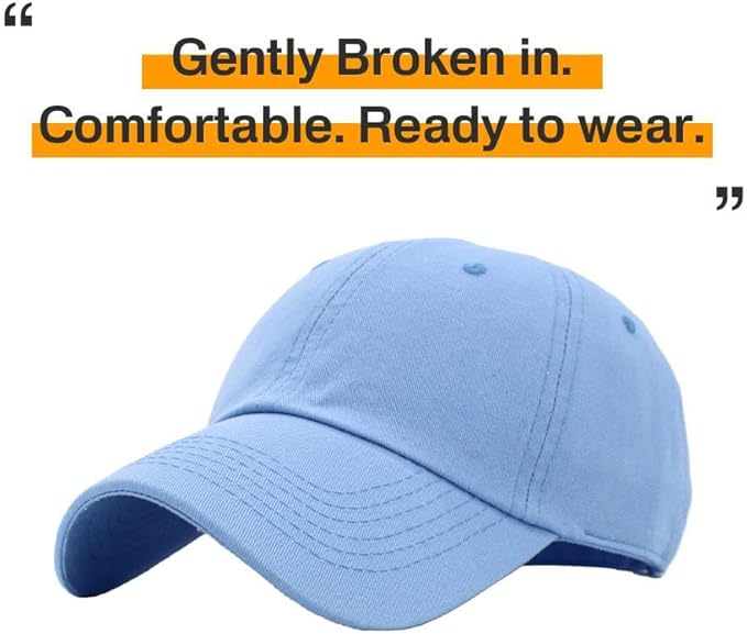 KBETHOS Classic Unisex Cotton Adjustable Low Crown Baseball Cap – Plain Dad Hat