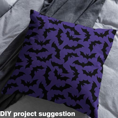Feelyou Bat Fabric by The Yard 10 Yards for Kids Boys Girls Happy Halloween Decorative Trick or Treat Purple Upholstery Fabric for Chairs ，Soft Flannel