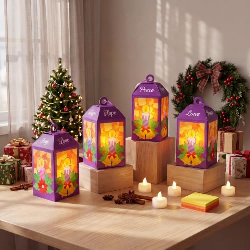 Simgoing 12 Sets Christmas Advent Crafts Advent Paper Lantern Crafts
