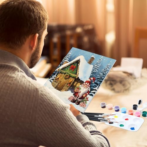 Dinifee 6 Pack Pre Drawn Canvas for Painting Pre Printed Canvas Kit 8 x 10 Inch Stretched Cotton Paint and Sip Set for Adults Couple Party Graduation Summer Date Night(Merry Xmas)