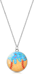 Baseball Pendant Necklace, Adjustable Baseball Game Day Drip Necklace for Men Women Fan Lovers Coach Team