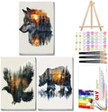 Mandun Animal Paint by Numbers Kit for Adults, 3 Pack, 7.8x11.8 inch