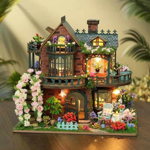 Dollhouse Kit, DIY Miniature House Kit w/LED for Adults