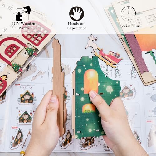 3D Puzzles for Adults Wooden Christmas Puzzle Clock Adult Crafts