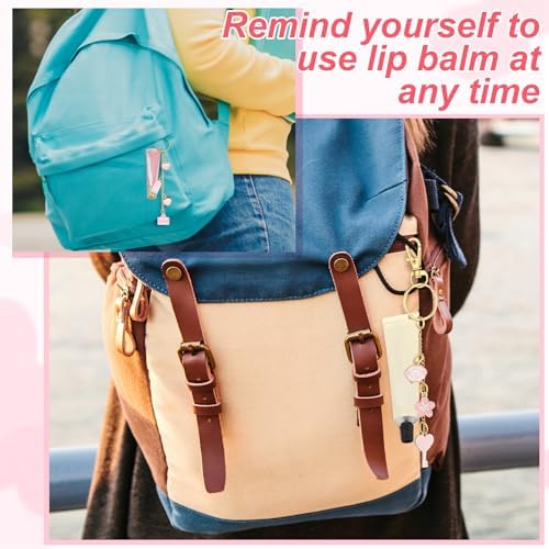 VioraWhite 213 Pcs Keychain Making Kit Bag Charm Kit Lip Gloss Key Chain 100 Pink Enamel Charms 32.81 ft Gold Chains for Galentines DIY Crafts Women(Elegant)